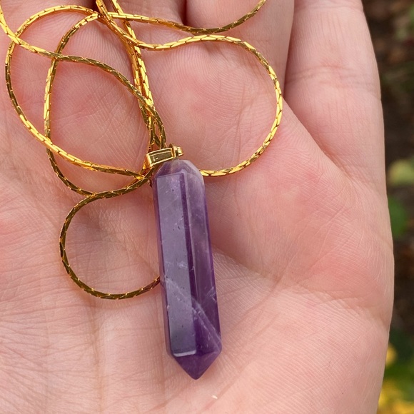 18 KG Gold Necklace with Amethyst Pendant - Picture 2 of 11